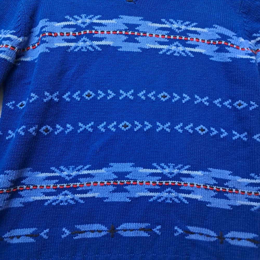 Pendleton Blue Patterned Sweater With Collar - image 7
